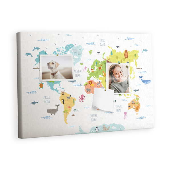 Pin board Animal world map