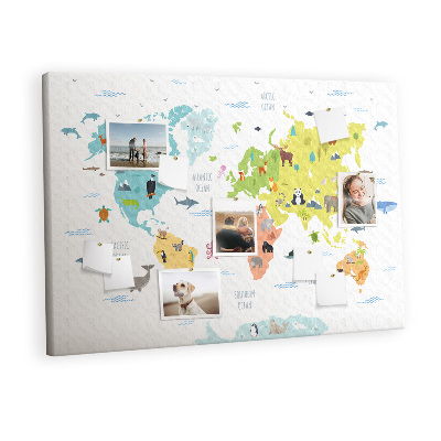 Pin board Animal world map