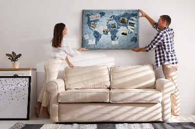 Pin board Painted world map