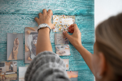 Memo cork board Blue old wood