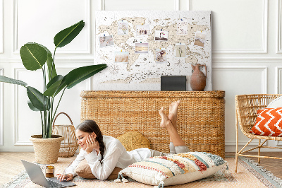 Memo cork board Vintage world map