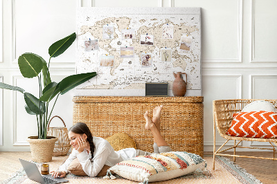 Memo cork board Vintage world map