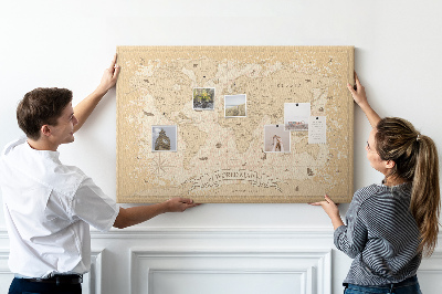 Decorative corkboard Vintage world map