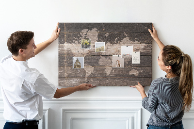 Cork board Map on old wood