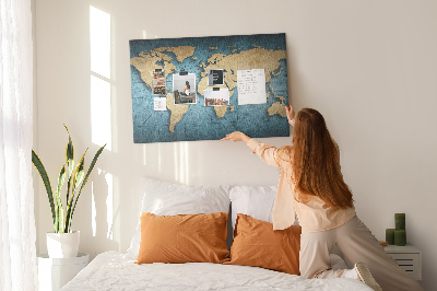 Cork board 3D map of world