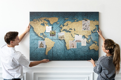 Cork board 3D map of world