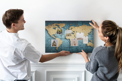 Cork board 3D map of world