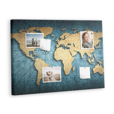 Cork board 3D map of world