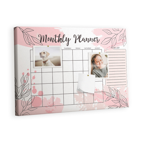 Cork board Pink monthly planner