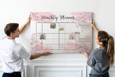 Cork board Pink monthly planner