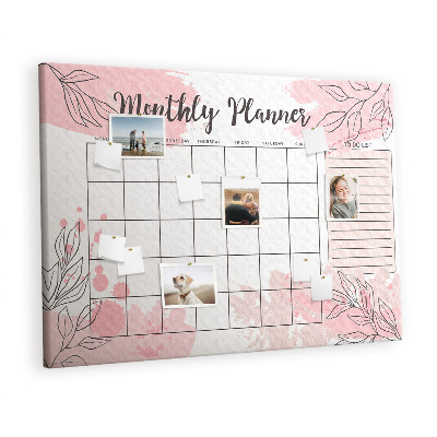 Cork board Pink monthly planner