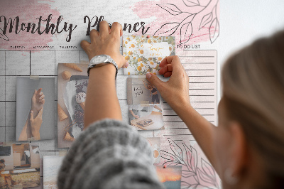 Cork board Pink monthly planner