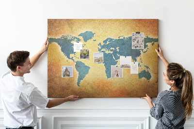 Pin board Vintage world map