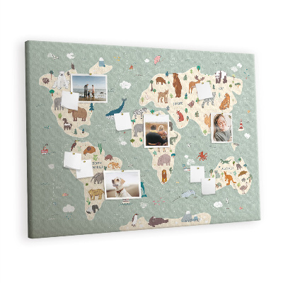 Pin board Animals world map