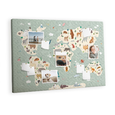 Pin board Animals world map