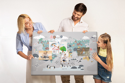 Pin board Cartoon animals map