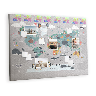 Pin board Cartoon animals map