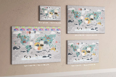 Pin board Cartoon animals map