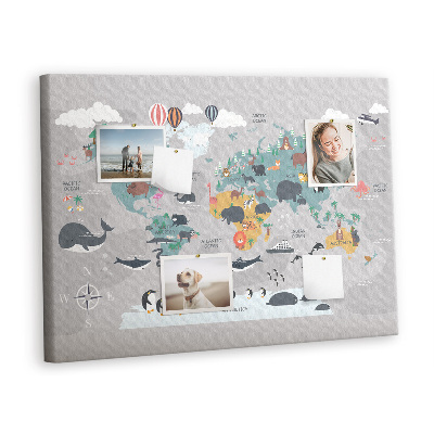 Pin board Cartoon animals map