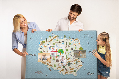 Pin board Poland wildlife map