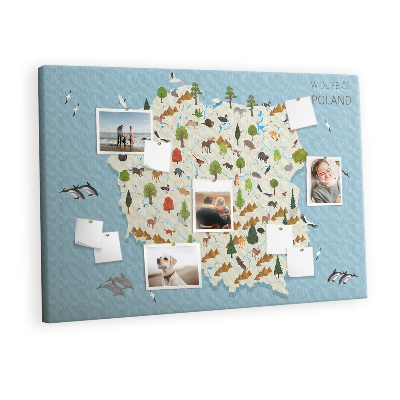 Pin board Poland wildlife map