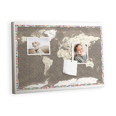 Pin board Brown world map