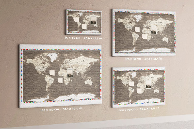 Pin board Brown world map