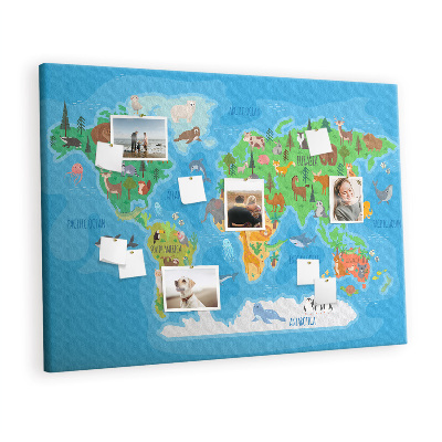 Decorative corkboard Cartoon world map