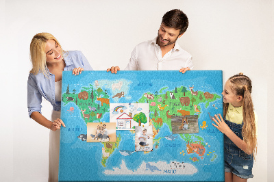 Decorative corkboard Cartoon world map