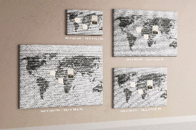 Decorative corkboard Grey wall with world