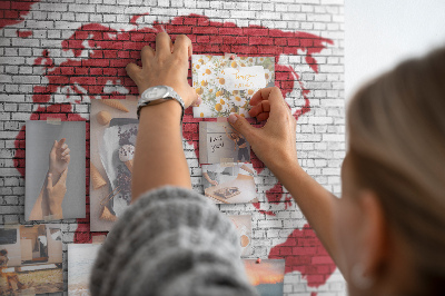 Decorative corkboard Grey wall with world