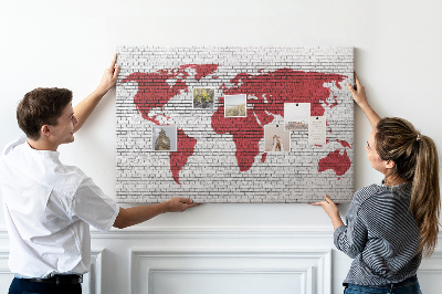 Decorative corkboard Grey wall with world