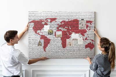 Decorative corkboard Grey wall with world