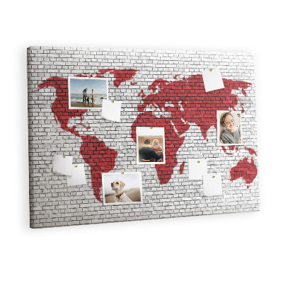 Decorative corkboard Grey wall with world