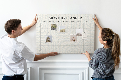 Decorative corkboard Monthly planner