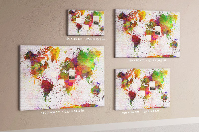 Decorative corkboard Watercolor world map