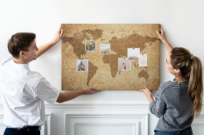 Memo cork board Old-style map