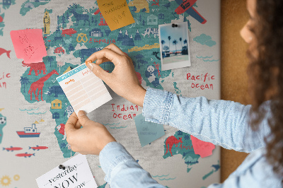 Memo cork board Map with pictures