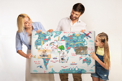 Memo cork board Map with pictures