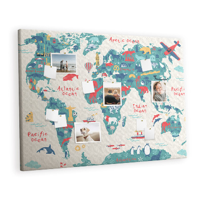 Memo cork board Map with pictures