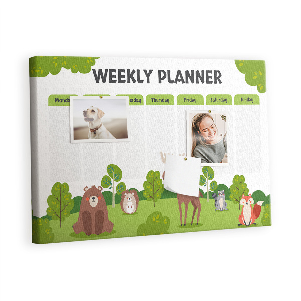 Cork board School week planner