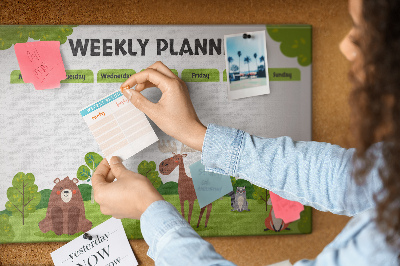 Cork board School week planner