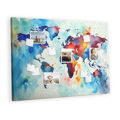 Decorative corkboard Painted map