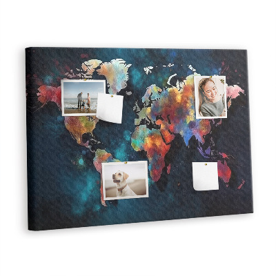 Decorative corkboard Abstract world map