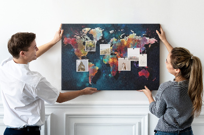 Decorative corkboard Abstract world map