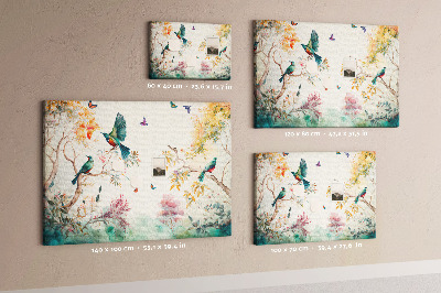 Memo cork board Flowers birds nature