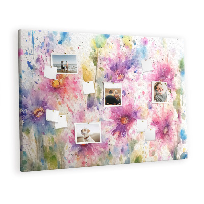 Memo cork board Watercolors flowers