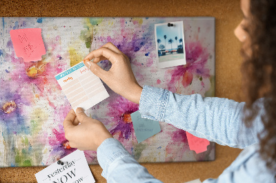 Memo cork board Watercolors flowers