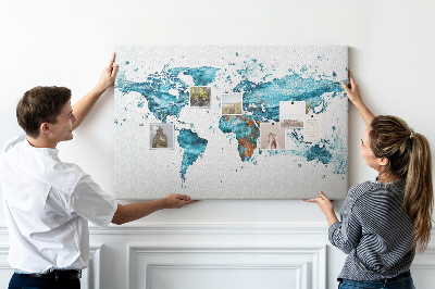 Memo cork board Water world map