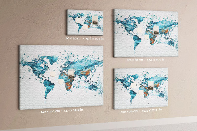 Memo cork board Water world map